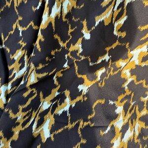Abstract black gold surreal print silk fabric 2.5 yards NWOT textile sewing